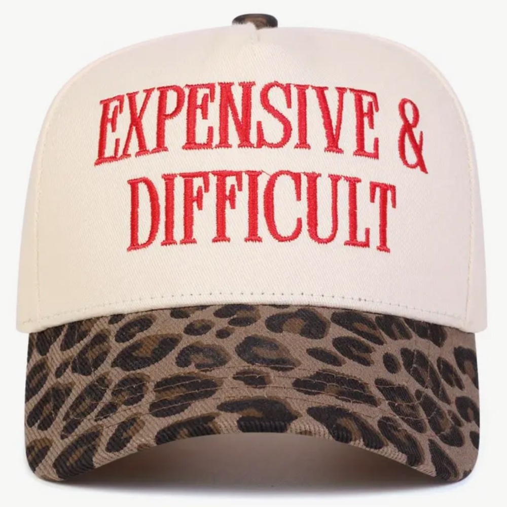 Expensive and Difficult Cream and Leopard or White and Pink Print Hat - Picture 2 of 9